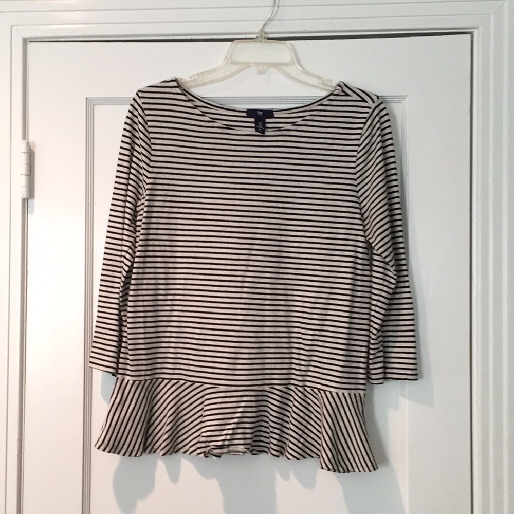 Striped Peplum Boatneck Top
